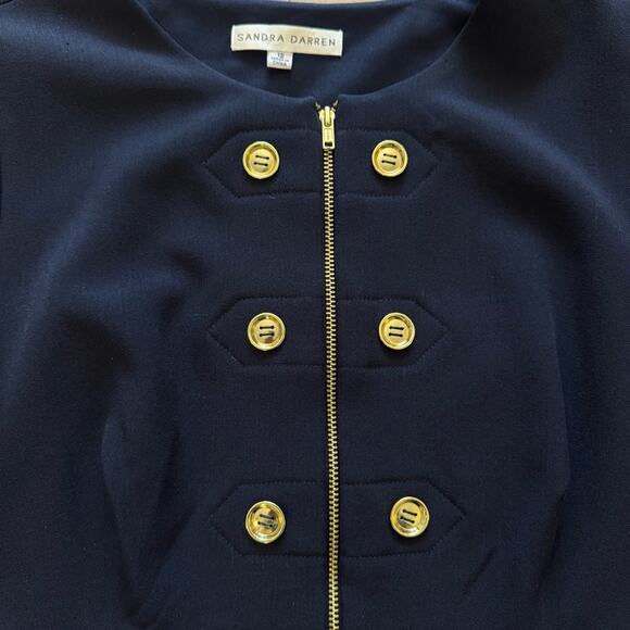 Sandra Darren navy blue cap sleeve midi sheath dress size 12 b23 - Picture 3 of 4